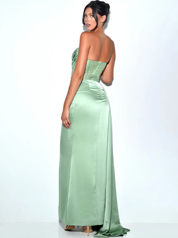 Sexy Green Mermaid Side Slit Maxi Long Party Prom Dresses,Evening Dresses        fg6759