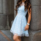 Delicate Lace Scoop Short A Line Homecoming Dresses    fg3568