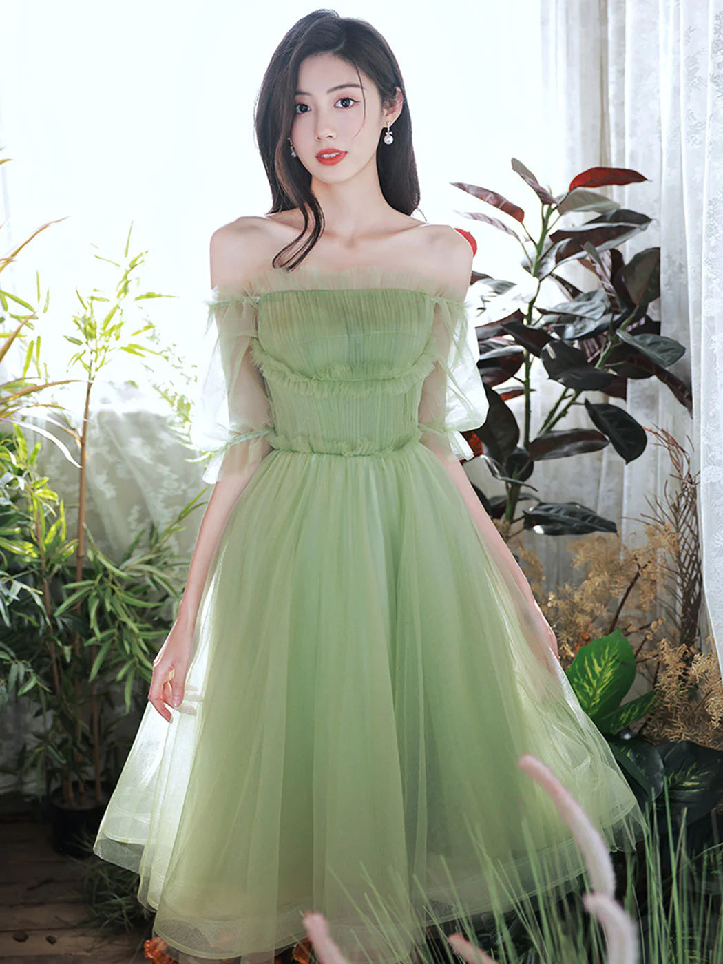 Green Tulle Short Prom Dress, Green Homecoming Dresses fg3414 – formalgowns