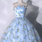 Blue Tulle Lace Long Prom Dresses, Ball Gown Blue Sweet 16 Dresses    fg3406