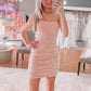 Sparkle Pink Sequin Strapless Bodycon Mini Party Dress Short Prom Dress    fg3656