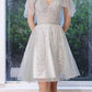 Kurzes silbernes A-Linien-Heimkehrkleid mit Flatterärmeln fg3735