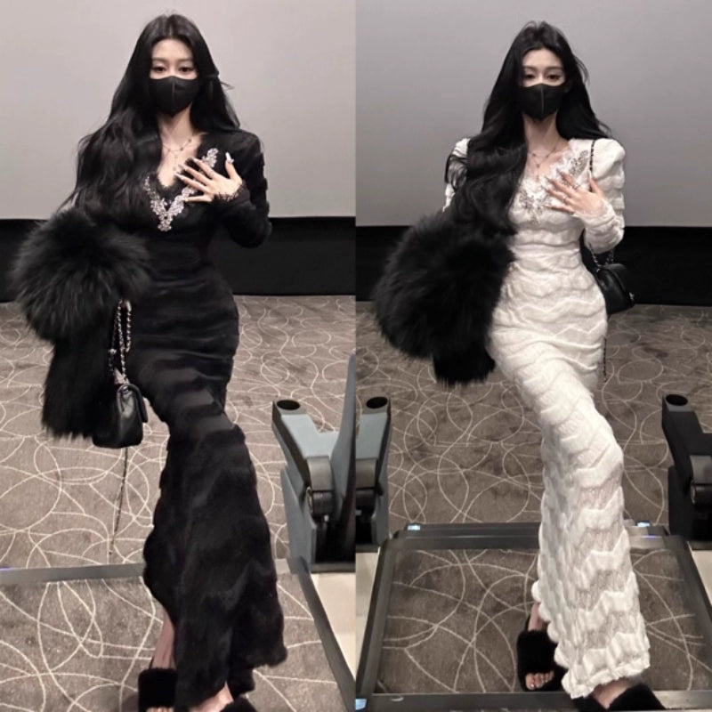 Robe de soirée longue sirène colorée à paillettes, tenue de remise de diplôme fg8362