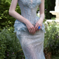 Strapless Sweetheart Beaded Tulle Mermaid Evening Gown fg8760