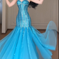 Strapless Sweetheart Sequin Mermaid Evening Gown, Sparkly Tulle Formal Prom Dress  fg8780
