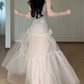 Sleeveless Beaded Tulle Mermaid Evening Gown, Feather Trim Tiered Formal Dress  fg8782