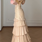 Spaghetti Strap Off Shoulder Ruffle Tiered Lace Evening Gown  fg8787