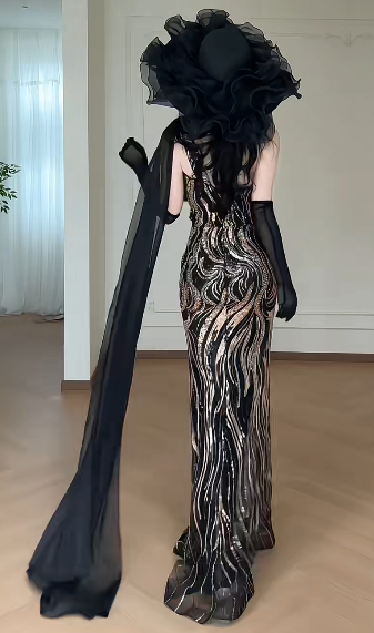 One Shoulder Sequin Mermaid Evening Gown  fg8789