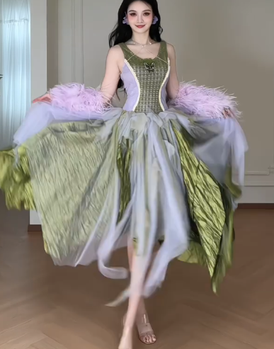 Vintage Fairy Sleeveless Corset Tulle Irregular Prom dress  fg8791