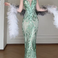 Sweetheart Neck Green Sequin Mesh Mermaid Evening Gown fg8799