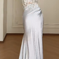 Spaghetti Strap Two Piece Sequin Tassel Satin Mermaid Evening Gown fg8802