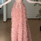 Strapless Sweetheart Beaded Tulle A Line Evening Dress fg8804