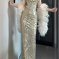 Off Shoulder Beaded Sequin Mermaid Evening Dress fg8805