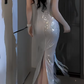 Sweetheart Spaghetti Strap Rhinestone Tassel Mermaid Evening Dress fg8808