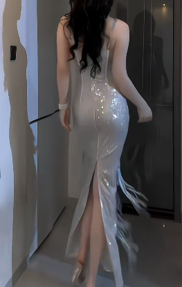 Sweetheart Spaghetti Strap Rhinestone Tassel Mermaid Evening Dress fg8808