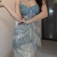 Sweetheart Spaghetti Strap Rhinestone Tassel Mermaid Evening Dress fg8808