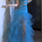 One Shoulder Cutout Ruffled Tulle Mermaid Evening Dress fg8809