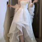 Strapless Ruffled High Low Evening Gown  fg8814