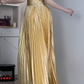 Sweetheart Spaghetti Strap Pleated Satin Evening Gown With Beading  fg8816