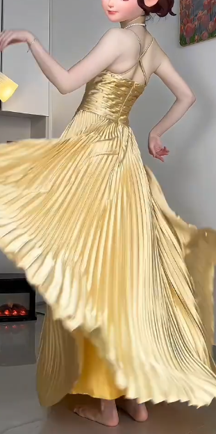 Sweetheart Spaghetti Strap Pleated Satin Evening Gown With Beading  fg8816