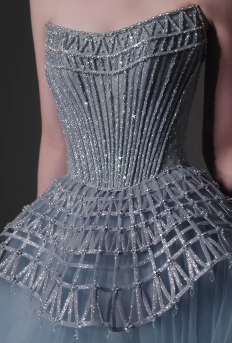 Strapless Beaded Corset Tulle Ball Gown Evening Dress fg8822