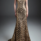 Strapless Chevron Sequin Mermaid Evening Gown fg8825