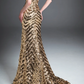 Strapless Chevron Sequin Mermaid Evening Gown fg8825