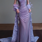 Strapless Draped Glitter Mermaid Evening Gown With 3D Floral Train fg8829