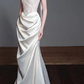 Strapless Beaded Draped Satin Mermaid Wedding Dress fg8830