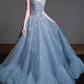 Strapless Beaded Tulle Ball Gown Evening Dress fg8833