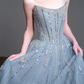 Strapless Beaded Tulle Ball Gown Evening Dress fg8833