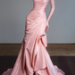 Strapless Ruched Satin Mermaid Evening Gown  fg8837