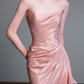 Strapless Ruched Satin Mermaid Evening Gown  fg8837