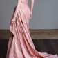 Strapless Ruched Satin Mermaid Evening Gown  fg8837