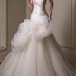 Strapless  Handmade Flowers Satin Tulle Mermaid Wedding Dress fg8840