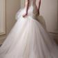 Strapless  Handmade Flowers Satin Tulle Mermaid Wedding Dress fg8840