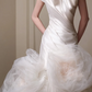 Strapless  Handmade Flowers Satin Tulle Mermaid Wedding Dress fg8840