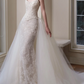Strapless  Handmade Flowers Satin Tulle Mermaid Wedding Dress fg8840