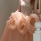 Strapless Beaded 3D Floral Tulle A Line Evening Gown fg8842