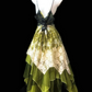 Spaghetti Strap Lace Sequin Green Irregular Tulle Evening Dress fg8847