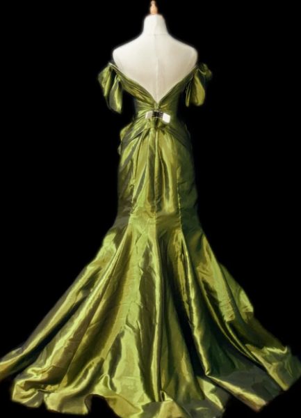 Sweetheart Portrait Green Satin Mermaid Evening Dress fg8846