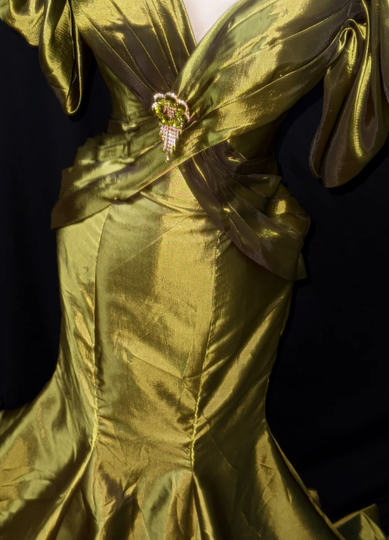 Sweetheart Portrait Green Satin Mermaid Evening Dress fg8846
