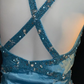 Halter V-Neck Beaded Mermaid Satin Prom Dress fg8850