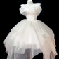 Off Shoulder Asymmetrical Tulle Short Wedding Dress fg8851