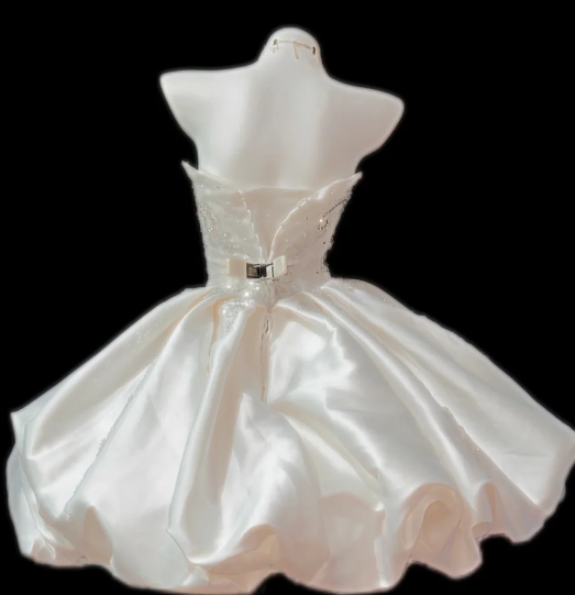 Strapless Beaded Satin Short Wedding Dress fg8852