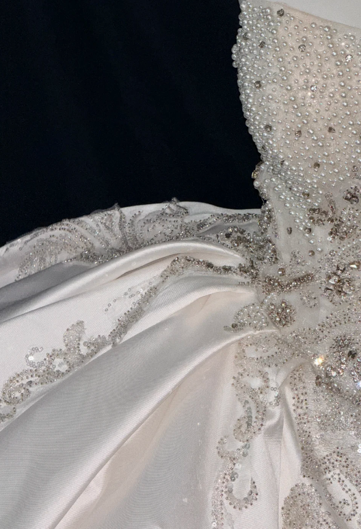 Strapless Beaded Satin Short Wedding Dress fg8852