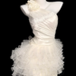 One Shoulder 3D Floral Satin Tulle Short Homecoming Dress fg8856
