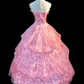 Strapless Floral Tulle Tiered Ball Gown fg8855