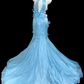 Halter 3D Floral Rhinestone Mermaid Glitter Evening Gown fg8859
