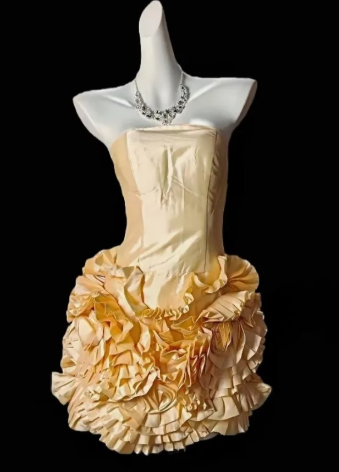 Strapless Ruffled Satin Short Homecoming Dress fg8872